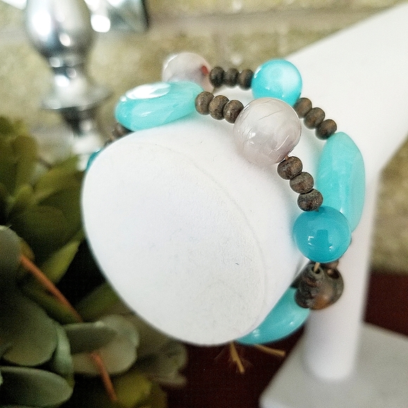 Blue & Brown Beaded Bracelet Set (2) - Picture 10 of 11